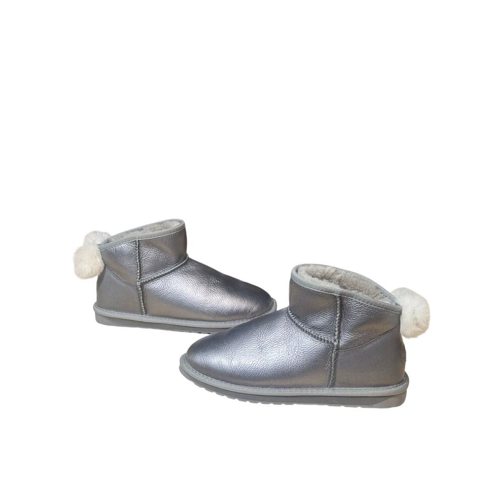 Emu Australia Rigel Glossy Leather Dark Silver Grey Boots size 9 women's